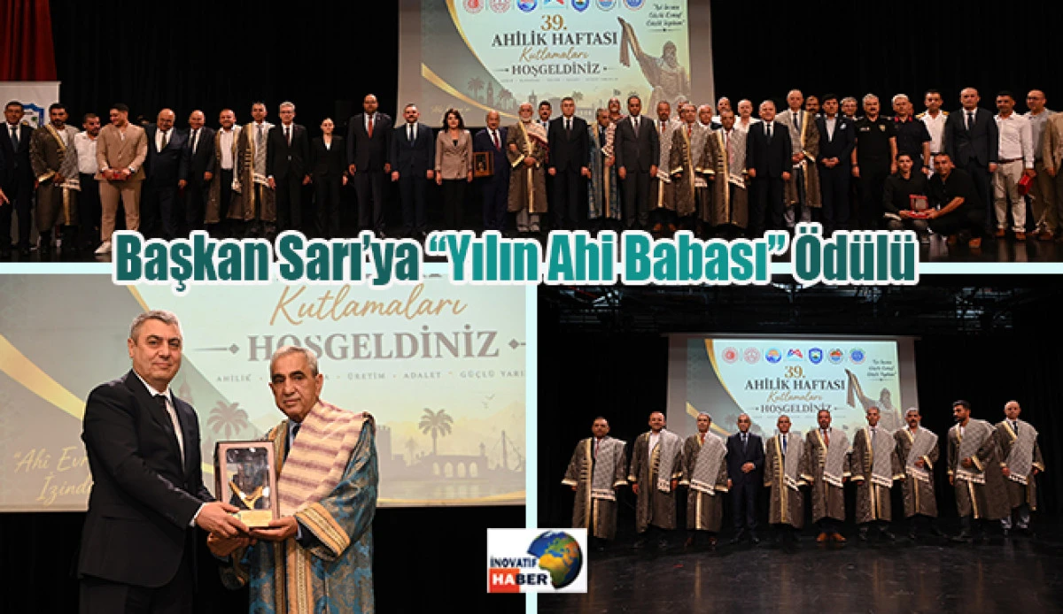 Başkan Sarı&rsquo;ya 'Yılın Ahi Babası' &Ouml;d&uuml;l&uuml;