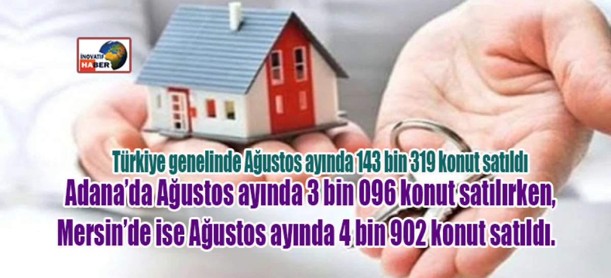Türkiye genelinde Ağustos ayında 143 bin 319 konut satıldı.