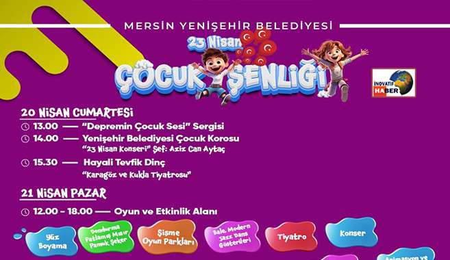 Yenişehir Belediyesinden çocuklar için renkli bayram programı 